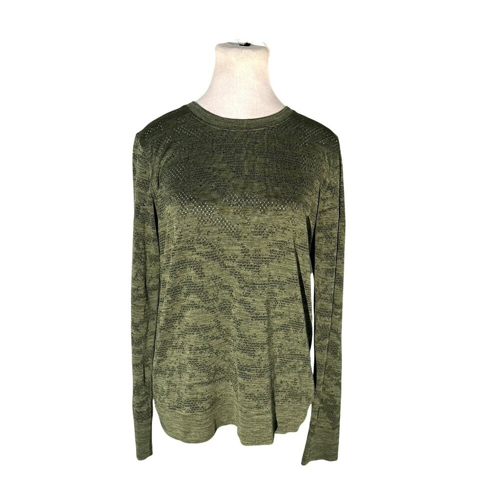 Lululemon Swiftly Breathe Dot Scape Rain Forest Long Sleeve Green Top Size 8